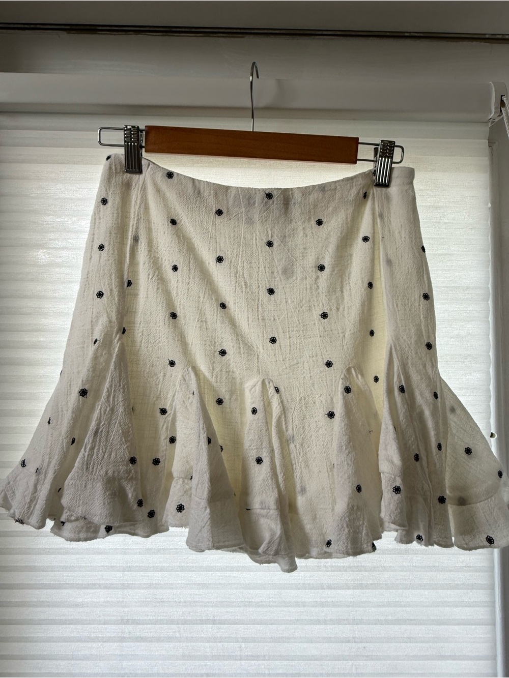 Zara Cream Skirt with Black Dot Embroidery